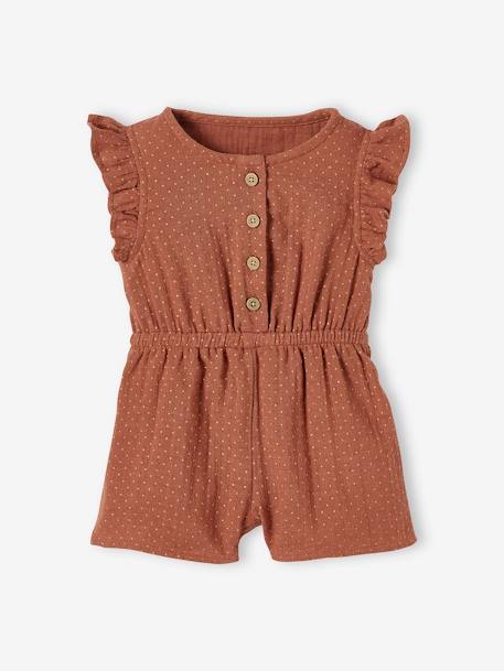 Combi-short en gaze de coton bébé terracotta imprimé - vertbaudet enfant 