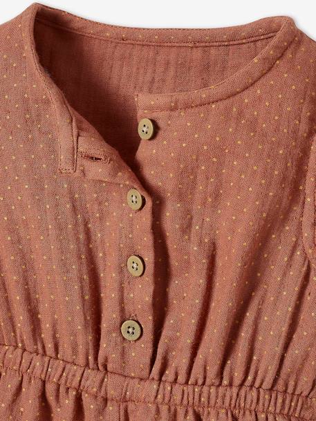 Combi-short en gaze de coton bébé terracotta imprimé - vertbaudet enfant 