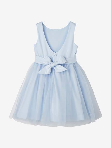 Robe cérémonie fille satin et tulle BEIGE POUDRE+BLANC+bleu ciel - vertbaudet enfant 