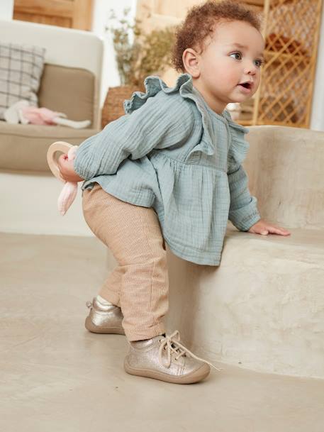 Chaussures premiers pas bébé lacets or - vertbaudet enfant 