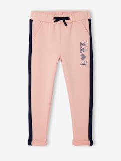 -Pantalon de sport fille en molleton bandes côtés
