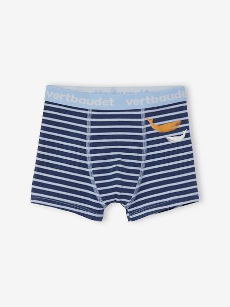 Lot de 5 boxers stretch garçon baleines Lot bleu - vertbaudet enfant 