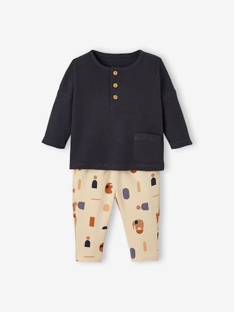 Ensemble bébé T-shirt et pantalon en molleton gris béton - vertbaudet enfant 