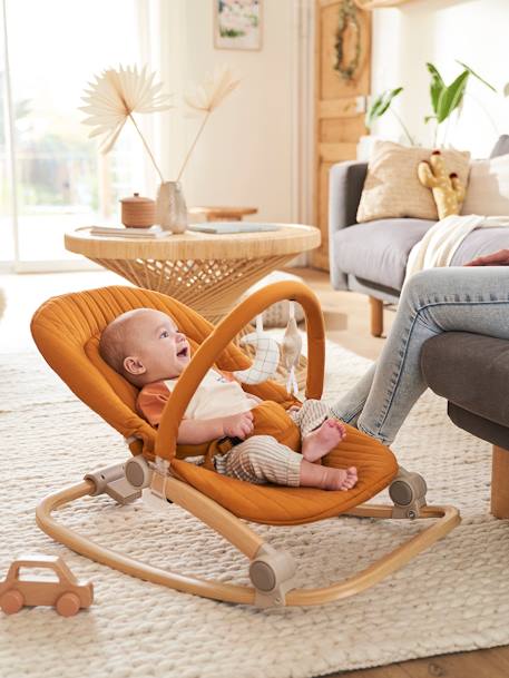 Transat avec arche Babydream beige imprimé+curry+gris/blanc+multicolore+tilleul - vertbaudet enfant 