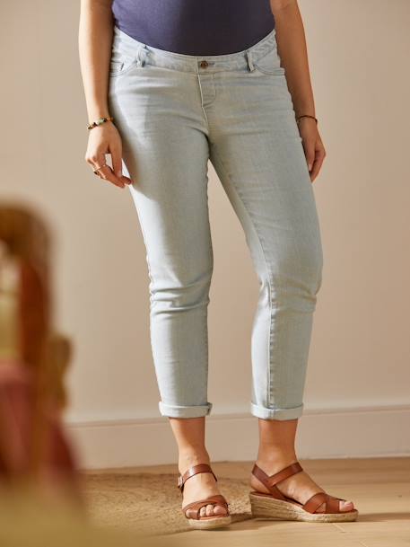 Jean de grossesse droit 7/8ème bandeau sans couture Bleach+Denim brut - vertbaudet enfant 