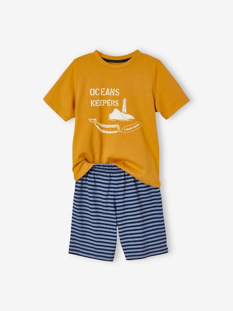 Set van 2 Oeko-Tex® pyjama's voor jongens met walvissen Set mosterd en blauw - vertbaudet enfant 