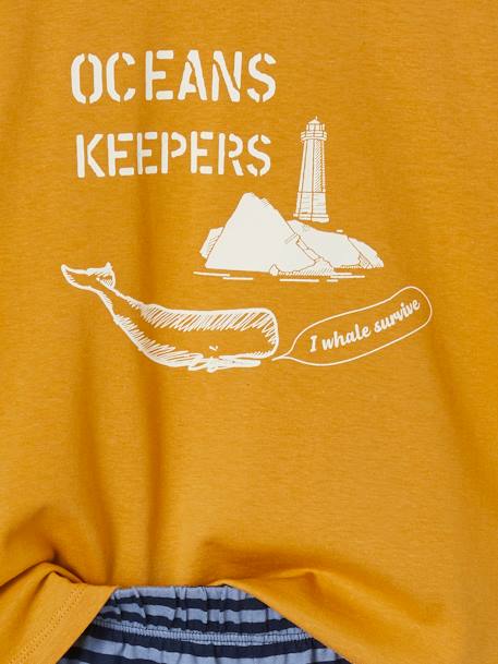 Lot de 2 pyjashorts garçon baleines BASICS Lot moutarde et bleu - vertbaudet enfant 