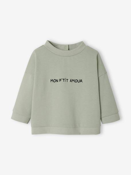 Sweat bébé à message personnalisable vert grisé - vertbaudet enfant 