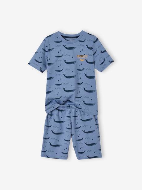 Set van 2 Oeko-Tex® pyjama's voor jongens met walvissen Set mosterd en blauw - vertbaudet enfant 