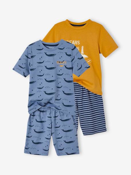 Set van 2 Oeko-Tex® pyjama's voor jongens met walvissen Set mosterd en blauw - vertbaudet enfant 