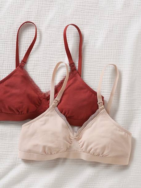 2 brassières de grossesse et d'allaitement en coton bio Beige/Terracota - vertbaudet enfant 