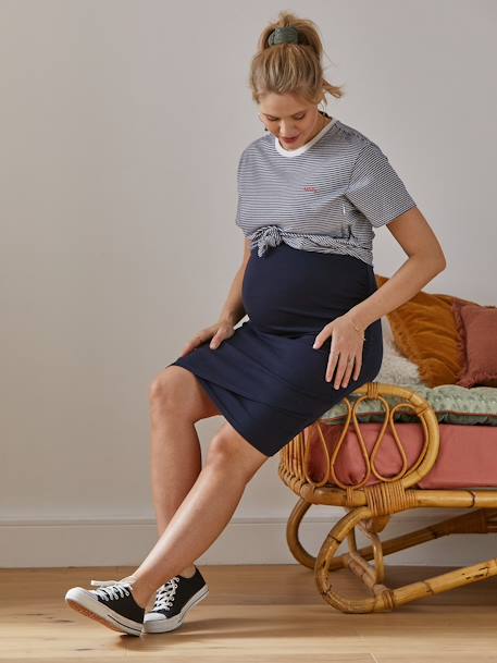 T-shirt coton brodé grossesse et allaitement personnalisable Rayé marine+Rayé rouge - vertbaudet enfant 