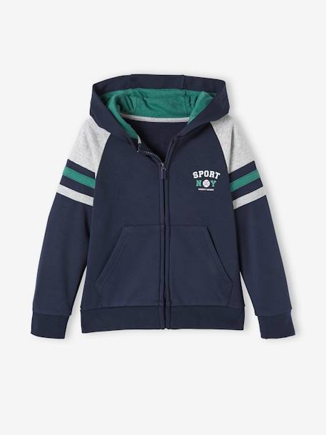 Sweat zippé à capuche sport garçon Bleu foncé - vertbaudet enfant 