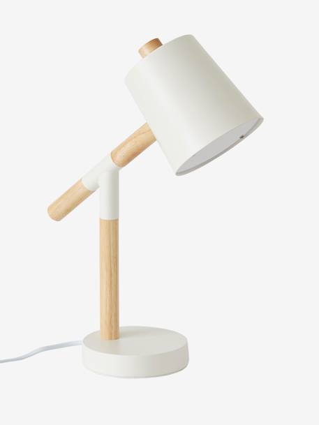 Buigbare Bureaulamp van hout en metaal ecru & hout, Linnengoed en