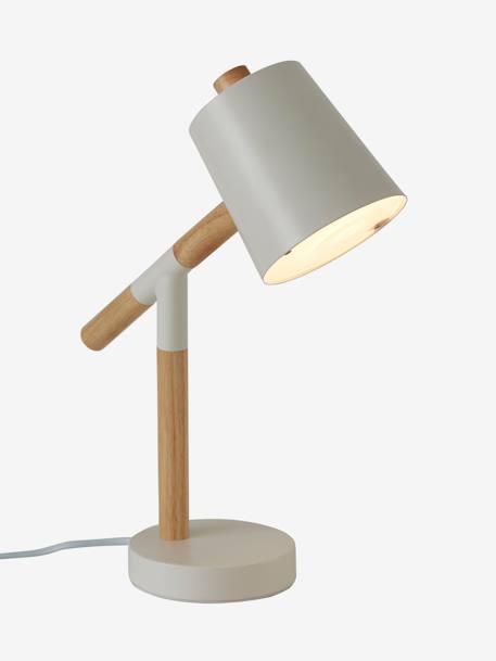 Buigbare Bureaulamp van hout en metaal ecru & hout, Linnengoed en