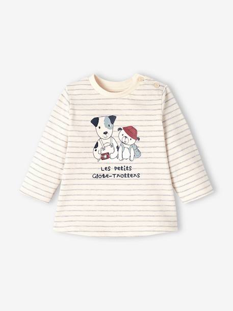 Ensemble bébé tee-shirt et pantalon en molleton indigo+rayé / caramel - vertbaudet enfant 