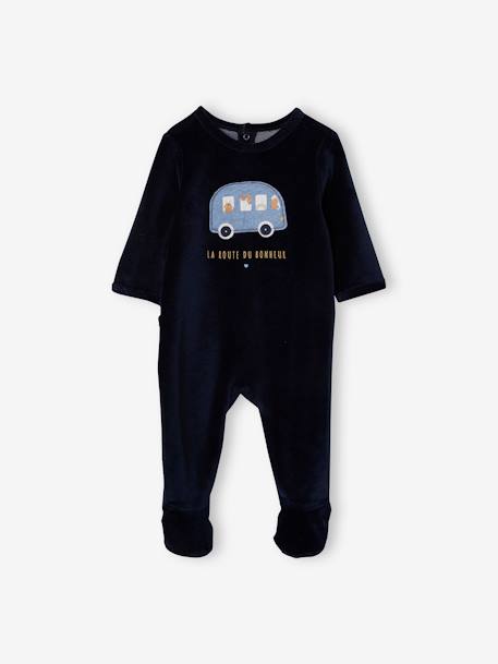 Set van 2 fluwelen Oeko Tex® pyjama's 'met de auto' voor babyjongetje set inkt - vertbaudet enfant 