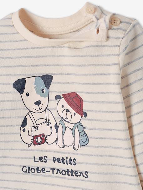 Ensemble bébé tee-shirt et pantalon en molleton indigo+rayé / caramel - vertbaudet enfant 