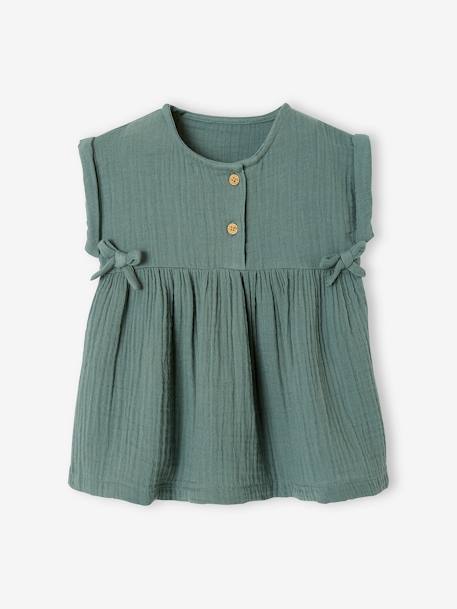 Babyjurkje van katoengaas groen+okergeel - vertbaudet enfant 