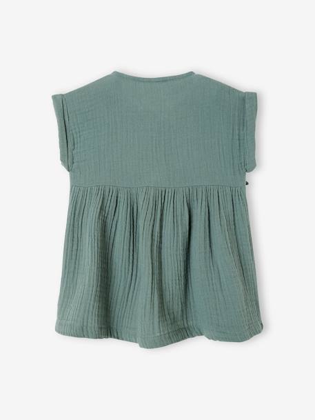 Babyjurkje van katoengaas groen+okergeel - vertbaudet enfant 