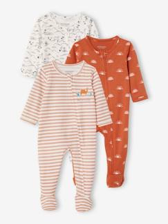 Baby-Pyjama,  overpyjama-Set van 3 katoenen babypyjama's met ritssluiting Oeko Tex®