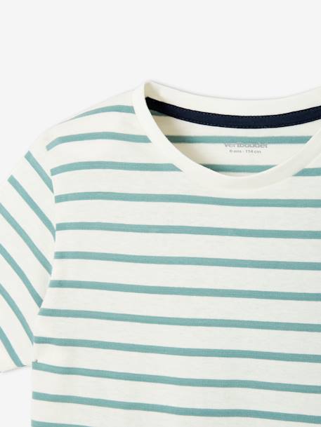 T-shirt garçon rayé manches courtes bleu azur+dark bleu indigo rayé+rayé jaune+rayé rouge+sauge rayé - vertbaudet enfant 
