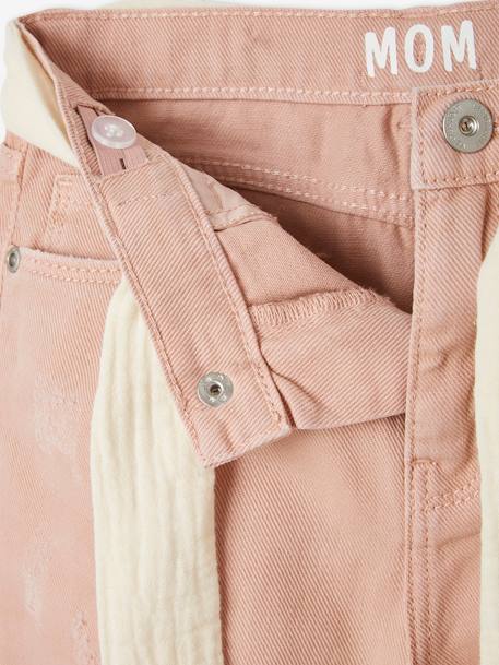 Pantalon Mom et sa ceinture en gaze de coton fille moutarde+pêche+rose+rouge - vertbaudet enfant 