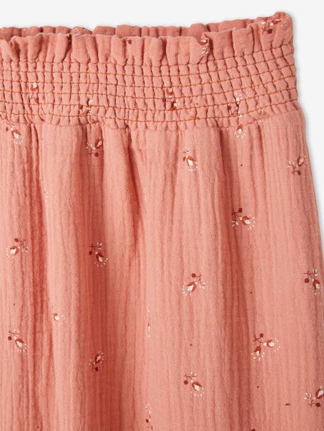 Jupe longue en gaze de coton imprimé fleurs fille blush foncé imprimé - vertbaudet enfant 