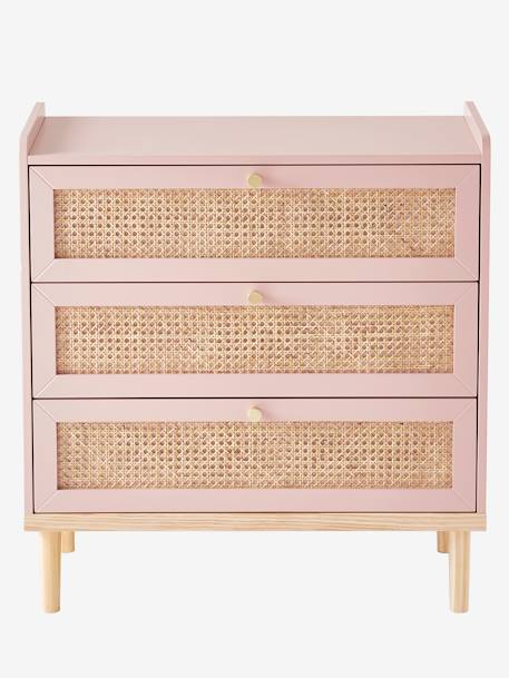 Commode en cannage POÉSIE rose+vert - vertbaudet enfant 