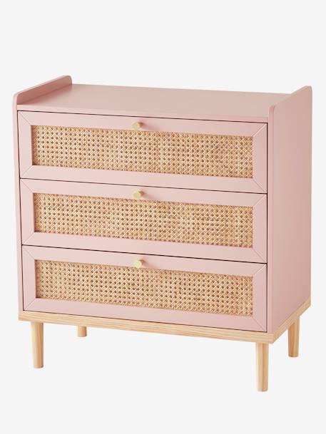 Commode en cannage POÉSIE rose+vert - vertbaudet enfant 