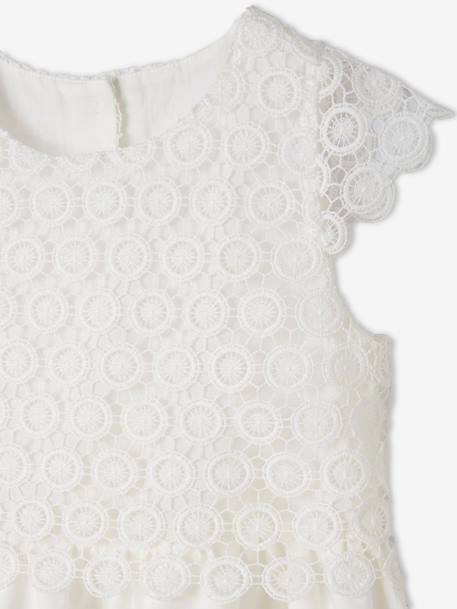 Formele jurk met 2-in-1 effect in macramé voor meisjes ivoor+nude - vertbaudet enfant 