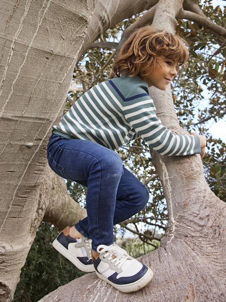 Pull marin garçon écru+MARINE RAYE OCRE+Sauge rayé marine et ivoire+vert - vertbaudet enfant 