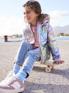 Meisje-Mantel, jas-Gewatteerde jas-Lichtgewicht jas met iriserend effect voor meisjes