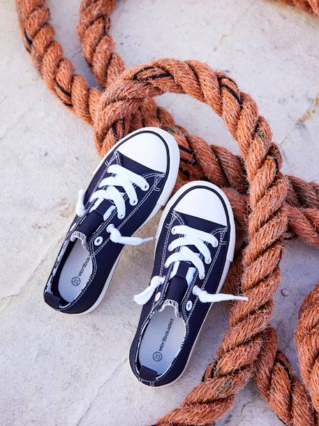 Elastische stoffen sneakers baby jongen marineblauw+rood - vertbaudet enfant 