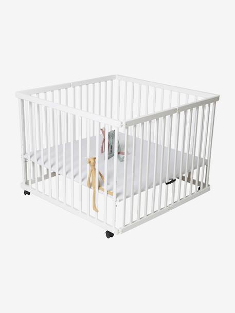 Parc pliant en bois blanc+naturel/blanc - vertbaudet enfant 