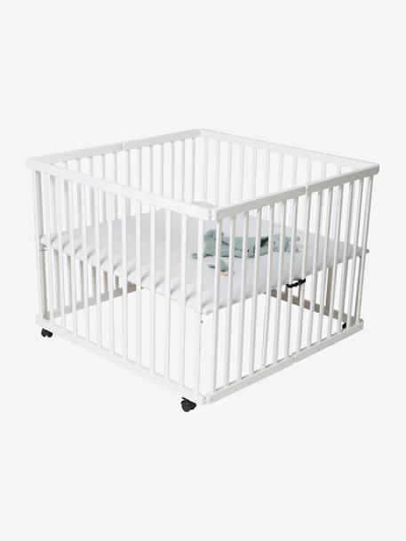 Parc pliant en bois blanc+naturel/blanc - vertbaudet enfant 