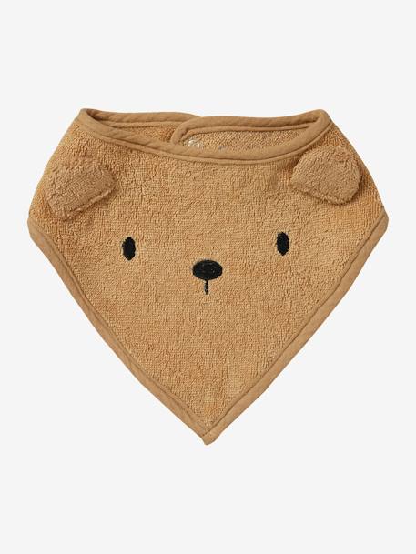 Lot de 3 bavoirs bandanas en éponge et gaze de coton caramel - vertbaudet enfant 