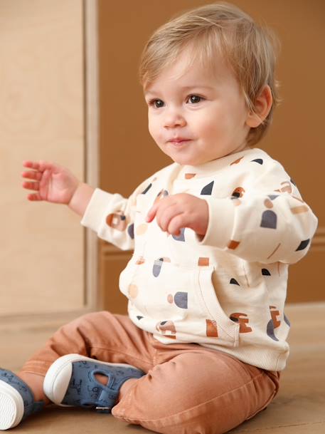 Molton baby sweatshirt lichtbeige met print - vertbaudet enfant 