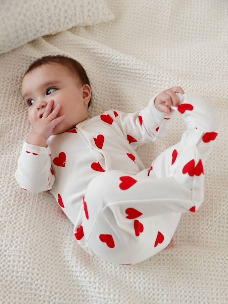 Dors-bien bébé coeurs en molleton PETIT BATEAU blanc imprimer coeur - vertbaudet enfant 