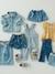Short bébé fille paperbag avec ceinture imprimée denim bleached - vertbaudet enfant 