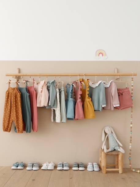 Stoffen tennisschoenen met klittenband voor babymeisjes blauwe madeliefjesprint+roze, bedrukt+WIT - vertbaudet enfant 