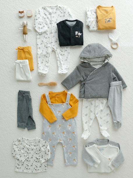 Newborn broekje van soepel tricot IVOOR+poederroze+Wit met bloemenprint - vertbaudet enfant 