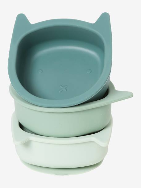 Set van 3 siliconen kommen Kat groene set+set karamel - vertbaudet enfant 