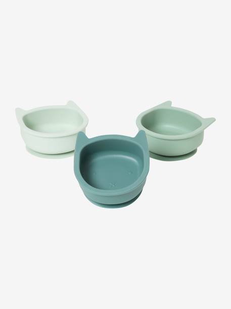 Set van 3 siliconen kommen Kat groene set+set karamel - vertbaudet enfant 