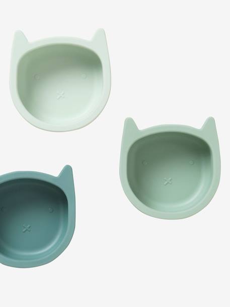 Set van 3 siliconen kommen Kat groene set+set karamel - vertbaudet enfant 