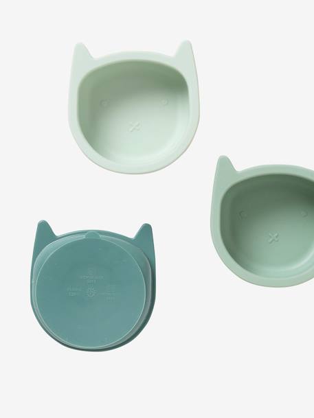 Lot de 3 bols en silicone Chat lot caramel+lot vert - vertbaudet enfant 