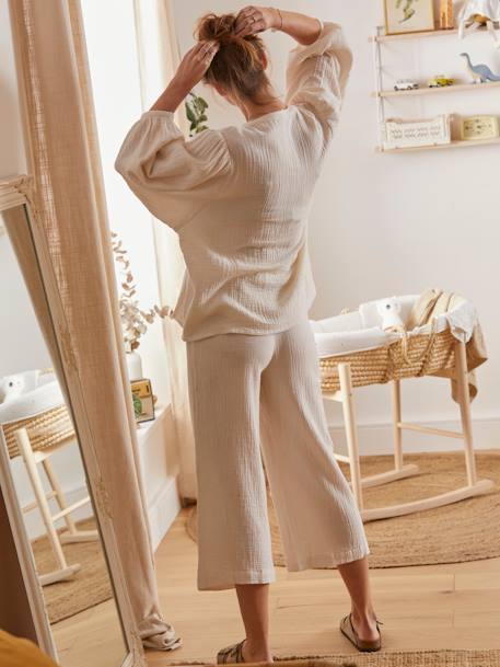 2-delige set homewear voor tijdens de zwangerschap en borstvoeding Beige - vertbaudet enfant 