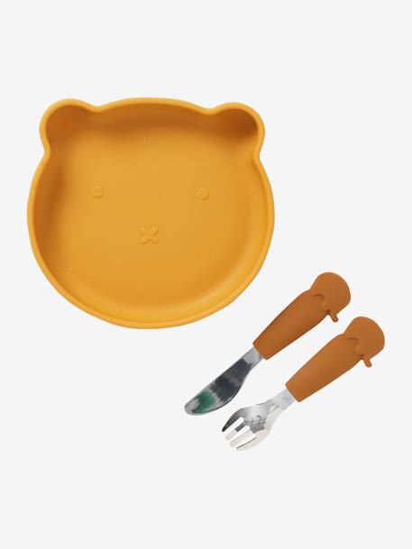 Maaltijdkoffer van silicone Beer karamel+salie - vertbaudet enfant 
