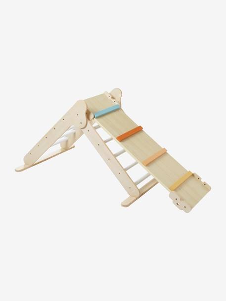 Triangle d'escalade à grimper en bois BEIGE MOYEN UNI AVEC DECOR - vertbaudet enfant 
