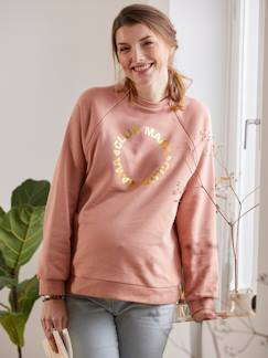 Fleece sweatshirt met tekst over zwangerschap en borstvoeding  - vertbaudet enfant
